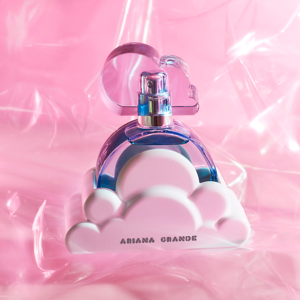 Cloud by Ariana Grande perfume styled product shot